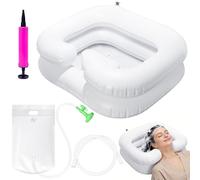 Hair Washing Aids for Disabled, Pregnant Women, Injured, Elderly | Foldable Inflatable Hair Wash Basin Includes Shower Head and Water Bag, 1M Drain Hose and Air Pump, Made of PVC