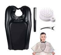 Hair Washing Basin | 1* Set Inflatable Shampoo Basin | 60x38x10cm PVC Shampoo Tub with Neck Rest | Portable Hairs Washings Bowl for Sink & Bedside | Includes Waterproof Shawl, Hair Clip & Comb Set