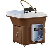 Hair Washing Machine, with 4 Universal Wheels,Shower Head & Hot/Cold Switch, intelligent constant temperature control (Brown)