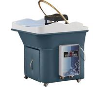 Hair Washing Machine, with 4 Universal Wheels,Shower Head & Hot/Cold Switch, intelligent constant temperature control (Blue)
