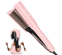 Hair Waver Crimper 25mm - Deep Waver Curling Iron with Memory Timer & LCD Screen, 4 Heat Settings, Dual Voltage, Create Long-Lasting Mermaid Waves or Loose Waves, (Pink)