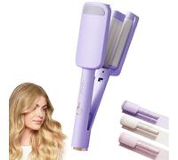 Hair Waver Crimper, Curling Iron Hair Crimper Waver, Beach Waves Curling Wand, Ionic Deep Waver Hairs Curler Tool with Ceramic 3 Barrel for Women, 1.25 Inch Easy to Carry (Purple)
