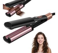 Hair Waver Crimper, Mini 2 Barrel Beach Wave Curler, Portable French Wave Curling Iron with 5 Heat Settings, 160-200°F, Lightweight & Compact, Anti-Scald Design, Mermaid Wave Curling Iron for Women