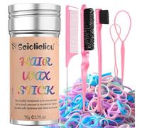 Hair Wax Stick Accessories, 500 PCS Colorful Hair Elastics for Kids Women, 3 Pcs Hair Brush for Girls, 2 Hair Loop Styling Tools