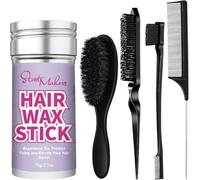 Hair Wax Stick & Slick Back Hair Brush Kit, Hair Styling Stick for Flyaways, Edge Control & Lasting Hold, Slick Back Brush for Smooth Edge, Tame Frizz & Comb Style, Styling Set for Women Girls