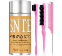 Hair Wax Stick, Slick Back Hair Brush Set 4Pcs, Wax Stick for Hair, Bristle Brush for Flyaways, Edge Brush for Tame Frizz Baby Hair, Rat Tail Comb for Parting, Teasing Brush for Hair Styling