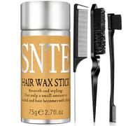 Hair Wax Stick & Slick Back Hair Brush Set, Non-greasy Styling Wax Stick, Slick Back Brush for Smoothing Flyaways & Frizz, Styling Comb Set - Bun Accessories for Women, Teen Girls