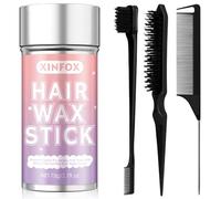 Hair Wax Stick, Slick Back Hair Brush, Wax Stick for Flyaways, Rat Tail Comb Edge Brush Hair Styling Tool Set Accessories for Women Girls(Black)