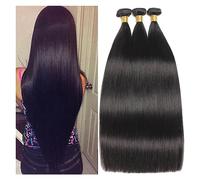 Hair Weave Bundles 12A Peruvian Straight Bundles Natural Color Bone Straight Human Hair Extensions 1/3/4 Bundles for Black Women Hair Braiding(26 26 26)