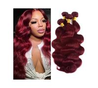 Hair Weave Bundles Body Wave Bundles 16-30 Inch Human Hair 99J Burgundy Color 1/3 Bundles Wet and Wavy Brazilian Remy Hair Weave Extensions for Women Hair Braiding(26 28 30)