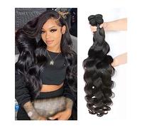 Hair Weave Bundles Body Wave Bundles Human Hair Brazilian Hair Extensions for Women 36 38 40 Inch Natural Black Human Hair Bundles Brazilian Hair Weave Bundles Hair Braiding(18 18 18)