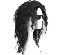 Hair Wig Man Michael Cosplay Jackson Costume Curly Long Wig Synthetic Natural Woman Man Children Halloween Club Costumes Michael, Black