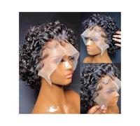 Hair Wigs 13x1 Lace Front Human Hair Wig Short Bob Preplucked Indian Remy(Black)