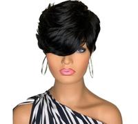 Hair Wigs Black Diagonal Bangs, Layered Short Hair Wig, Ladies' Neat And Natural Daily Routine