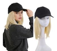 Hair Wigs Hat Wig Integrated Women's Mid To Long Hair Full Head Cover(Gold)