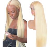 Hair Wigs Light Gold Long Straight Front Lace Wig, Split Into Women's Natural Hair Cover(XXL)