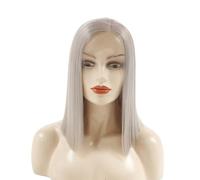 Hair Wigs Light Gray Medium Short Hair High-temperature Silk Wig Full Head Cover
