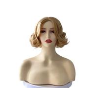 Hair Wigs Mid length short curly wig with retro wavy design, fluffy and natural full head cover