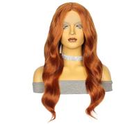 Hair Wigs Orange Wavy Long Curly Hair Wig With Lace Design On The Forehead