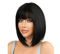 Hair Wigs Qi Liu Hai Short Hair Wig Natural Smooth Daily Versatile Women's Full Headset Daily Wear(Black)