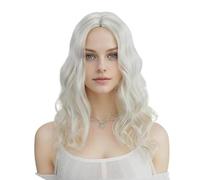 Hair Wigs Women's long curly hair with large waves, natural white wig cover