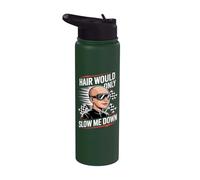 Hair Would Only Slow Me Down Bald Funny Men Racing Stainless Steel Insulated Water Bottle