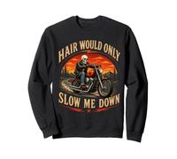Hair Would Only Slow Me Down Bald Skeleton MotoBike Sweatshirt