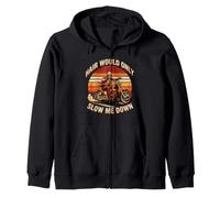 Hair Would Only Slow Me Down Bald Skeleton MotoBike Zip Hoodie