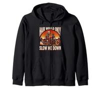 Hair Would Only Slow Me Down Bald Skeleton MotoBike Zip Hoodie