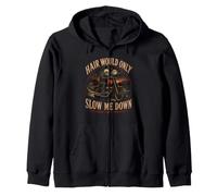 Hair Would Only Slow Me Down Bald Skeleton MotoBike Zip Hoodie