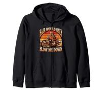 Hair Would Only Slow Me Down Bald Skeleton MotoBike Zip Hoodie