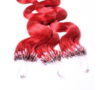 Hair2Heart 25 x 1g Microring Loop Extensions, - 16", colour #red, wavy