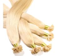 hair2heart Fusion U-TIP Keratin Bond Extensions | 100% real human hair extensions | 25 strands | smooth hair | #9/0, Light Blonde | 1 grams per strand | 16 inch