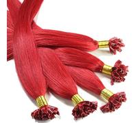 hair2heart Fusion U-TIP Keratin Bond Extensions | 100% real human hair extensions | 25 strands | smooth hair | #0/44, Red Intensive | 1 grams per strand | 20inch