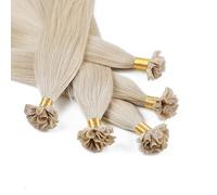 hair2heart Fusion U-TIP Keratin Bond Extensions | 100% real human hair extensions | 25 strands | smooth hair | #10/1, Light-Light Blonde Ash | 0.5 grams per strand | 16 inch