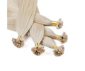 hair2heart Fusion U-TIP Keratin Bond Extensions | 100% real human hair extensions | 25 strands | smooth hair | #10/1, Light-Light Blonde Ash | 0.5 grams per strand | 16 inch