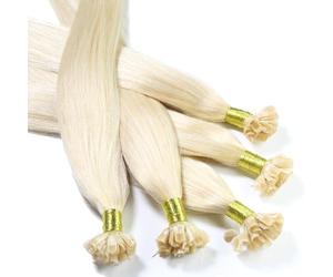 hair2heart Fusion U-TIP Keratin Bond Extensions | 100% real human hair extensions | 25 strands | smooth hair | #10/0, Light Light Blonde | 0.5 grams per strand | 24 inch