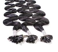 hair2heart Fusion U-TIP Keratin Bond Extensions | 100% real human hair extensions | 25 strands | wavy hair | #4/0, Medium Brown | 0.5 grams per strand | 24 inch