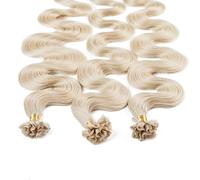 hair2heart Fusion U-TIP Keratin Bond Extensions | 100% real human hair extensions | 25 strands | wavy hair | #10/1, Light-Light Blonde Ash | 0.5 grams per strand | 16 inch