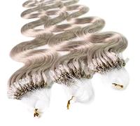 hair2heart Micro Ring Hair Extensions | 100% real Micro Loop human hair | Micro Beads Extension | wavy Hair| #10/1, Light-Light Blonde Ash | 0.5 grams per strand | 16 inch