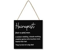 Hairapist Hanging Wood Sign Wooden Door Sign, Hairapist Definition Desk Wasll Decor, Hair Dresser Gifts, Black Hairapist Wood Plaque Decorations For Home Office Hair Salon Shop Barbershop Decor