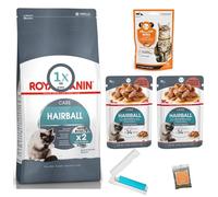 Hairball Care Cat Food Bundle with R.Canin Dry 400 gram and Wet, Gravy 85 gram x2 and Hairball Treats 65 gram plus UbiPet Catnip and a Lint Roller