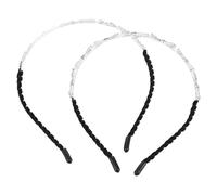 Hairband,2pcs Copper Flannel Glitter Hair Accessories Girl Headband Cute Hair Clip Thin Band for Women Iron Glass