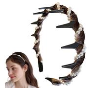 Hairband Accessories - Pearl Headbands for Women | Elegant Wave Design with Non slip Grip, Lightweight PP Resin Hoop for Fashion Styling and Comfortable Fit, Black Red Brown, Average Size