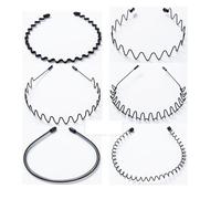 Hairband for men and women to wash their faces and exercise with black non-slip back bangs hairpin(Set of six)