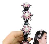 Hairband with Clips | Creative Hairpin Headbands Double Layer Twist Plait,Hollow Woven Double Layer Twist Plait with Rhinestone Decoration for Dance, Wedding, Dating