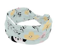 Hairbands for Women, Stretch Wide Headbands, Cute Animals Panda with Flower Fashion Turban Head Bands, Yoga Workout Sweatband Head Wrap, Hair Accessories