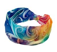 Hairbands for Women, Stretch Wide Headbands, Enigmatic Colorful Swirls Texture Fashion Turban Head Bands, Yoga Workout Sweatband Head Wrap, Hair Accessories