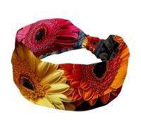 Hairbands for Women, Wide Headbands, Gerbera Flower on a Wooden Background Stretchy Headband, Elastic Head Wrap Hair Accessories, Twisted Cross Hairband
