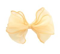 HAIRBOWS Girls' Organza with Trimmed Edge Bow with a Knot Wrap Center on a Clip, Hair Clip for Girls,Teens, and Women, 4 Inch Bow, Gold